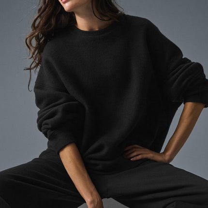 alo Women's Triumph Restore Crew Neck Sweatshirt - Black