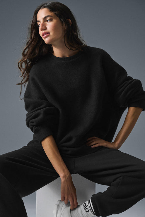alo Women's Triumph Restore Crew Neck Sweatshirt - Black