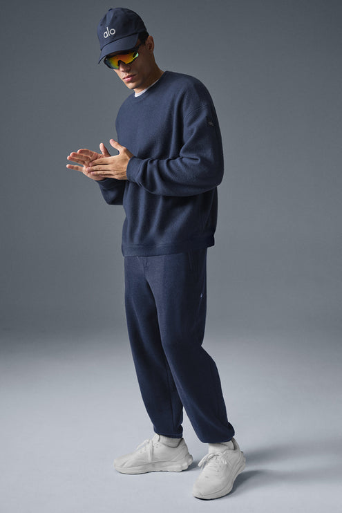 alo Men's Triumph Restore Crew Neck Sweatshirt - Navy