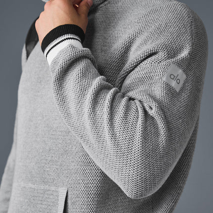 alo Men's Sports Club Sweater Knit Hoodie - Athletic Heather Grey