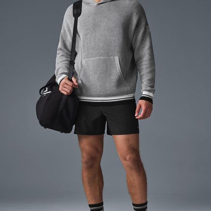 alo Men's Sports Club Sweater Knit Hoodie - Athletic Heather Grey