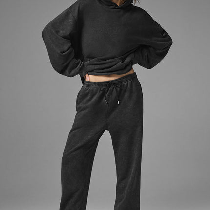 alo Women's Chill Vintage Wash Hoodie - Black Wash