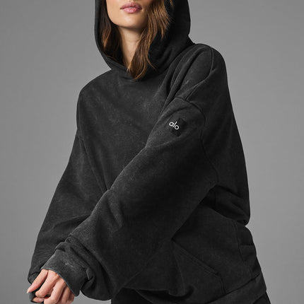 alo Women's Chill Vintage Wash Hoodie - Black Wash