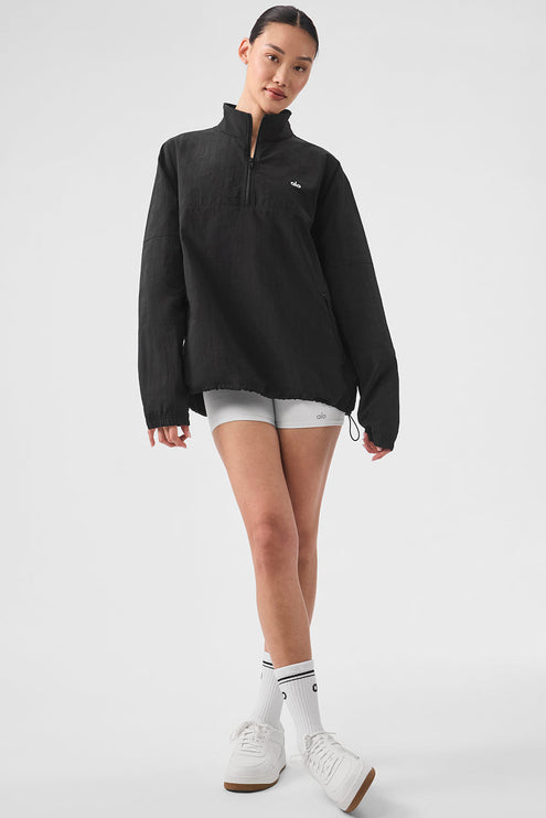 alo Women's Lightweight Takeaway Track Pullover - Black