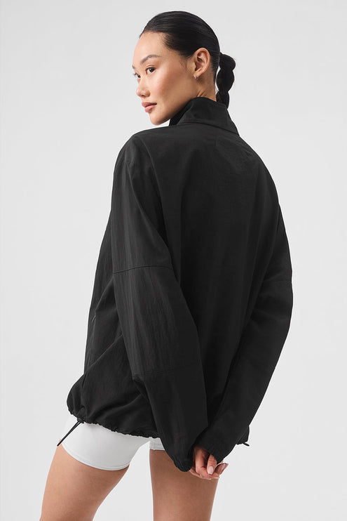 alo Women's Lightweight Takeaway Track Pullover - Black