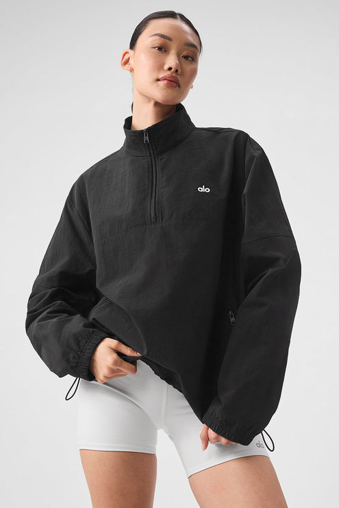 alo Women's Lightweight Takeaway Track Pullover - Black