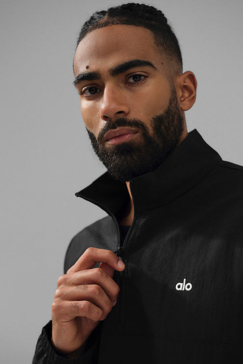 alo Men's Lightweight Takeaway Track Pullover - Black