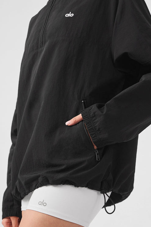 alo Women's Lightweight Takeaway Track Pullover - Black