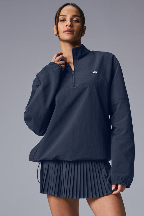 alo Women's Light Weight Takeaway Track Pullover - Navy