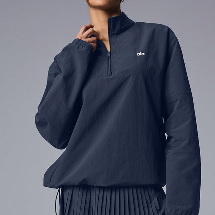alo Women's Light Weight Takeaway Track Pullover - Navy