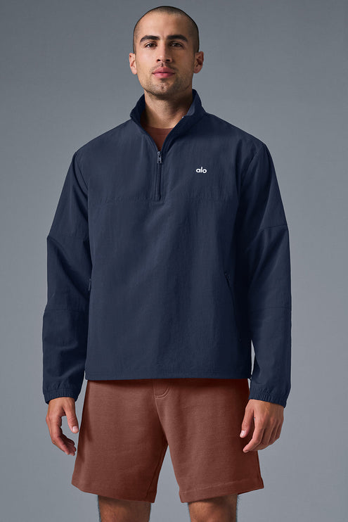 alo Men's Light Weight Takeaway Track Pullover - Navy