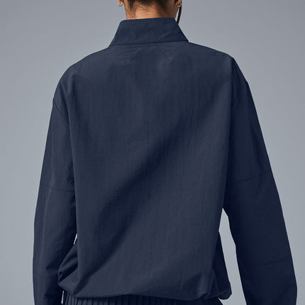alo Women's Light Weight Takeaway Track Pullover - Navy