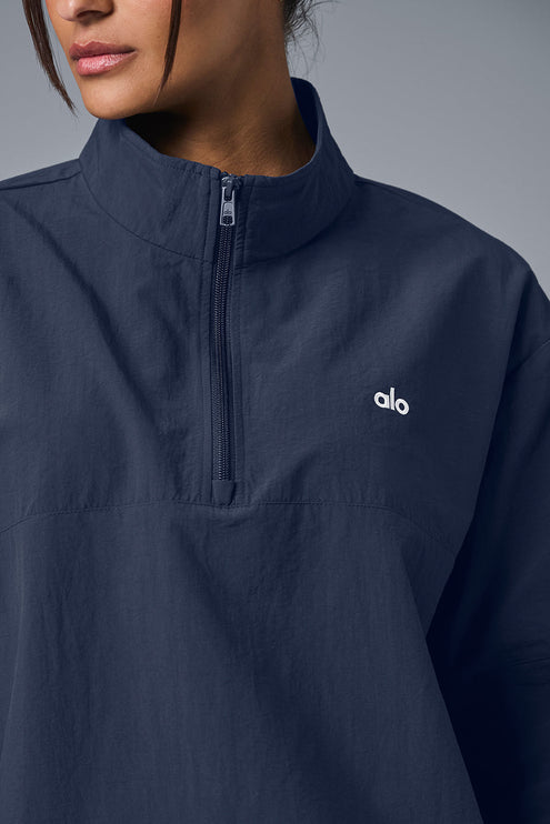 alo Women's Light Weight Takeaway Track Pullover - Navy