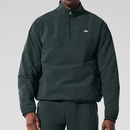 alo Men's Light Weight Takeaway Track Pullover - Charcoal Green