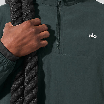 alo Men's Light Weight Takeaway Track Pullover - Charcoal Green
