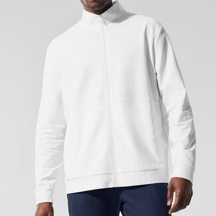 alo Men's Conquer Max Mock Neck Full Zip - White