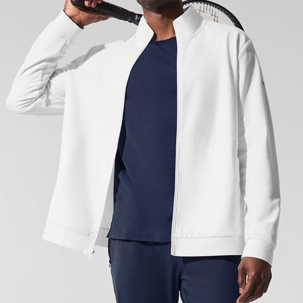 alo Men's Conquer Max Mock Neck Full Zip - White