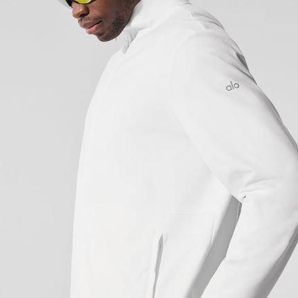 alo Men's Conquer Max Mock Neck Full Zip - White