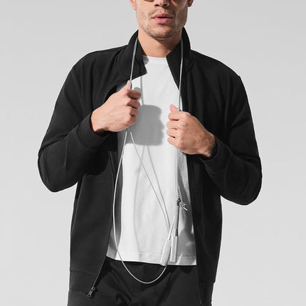 alo Men's Conquer Max Mock Neck Full Zip - Black