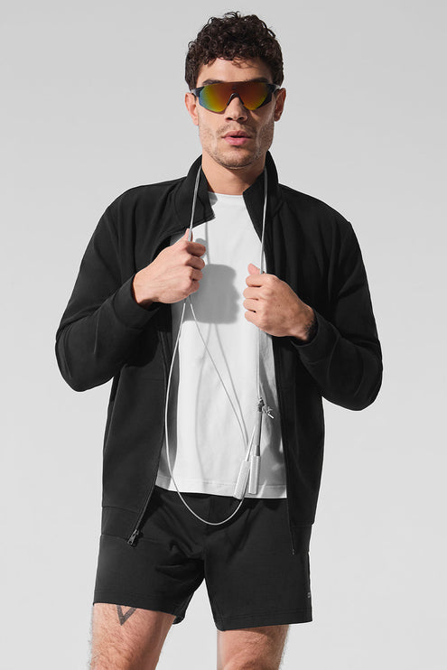 alo Men's Conquer Max Mock Neck Full Zip - Black