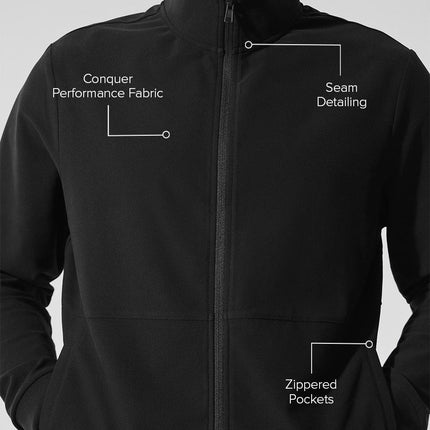 alo Men's Conquer Max Mock Neck Full Zip - Black