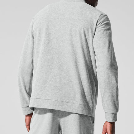alo Men's Conquer Max Mock Neck Full Zip - Athletic Heather Grey