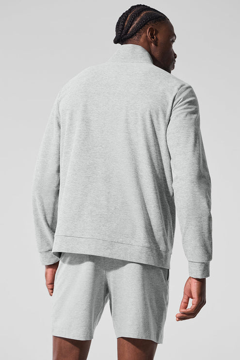 alo Men's Conquer Max Mock Neck Full Zip - Athletic Heather Grey