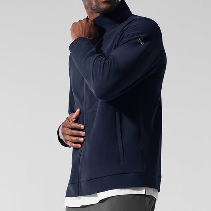 alo Men's Conquer Max Mock Neck Full Zip - Navy