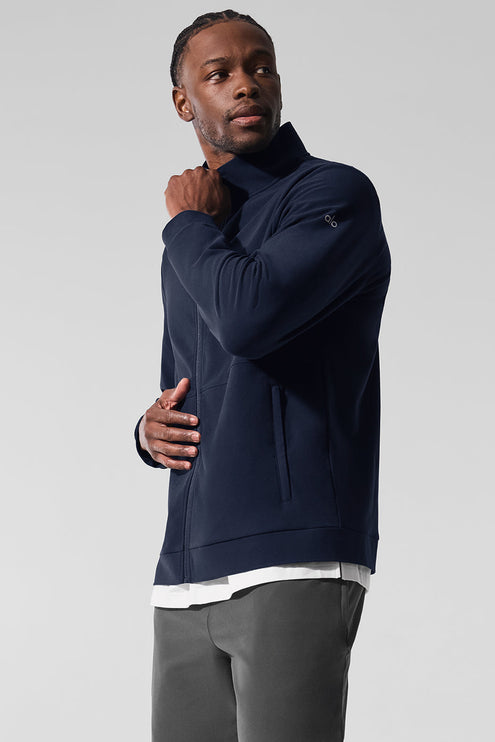 alo Men's Conquer Max Mock Neck Full Zip - Navy