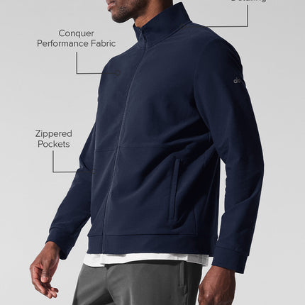 alo Men's Conquer Max Mock Neck Full Zip - Navy