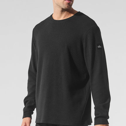 alo Men's Elevate Waffle Long Sleeve Crew - Black