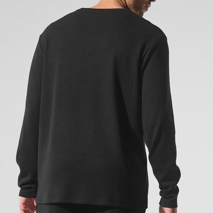 alo Men's Elevate Waffle Long Sleeve Crew - Black
