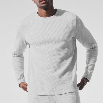alo Men's Elevate Waffle Long Sleeve Crew - Athletic Heather Grey