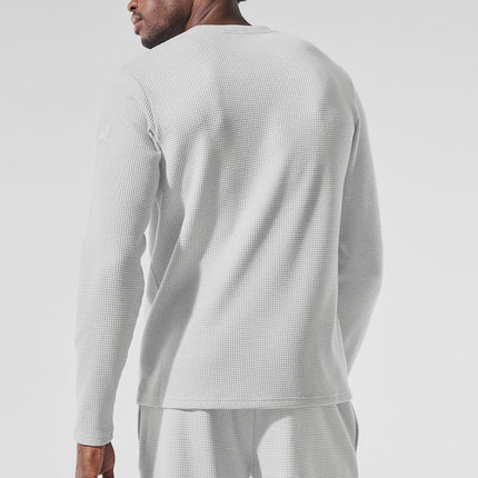 alo Men's Elevate Waffle Long Sleeve Crew - Athletic Heather Grey