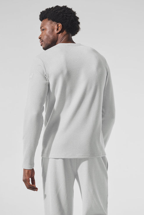 alo Men's Elevate Waffle Long Sleeve Crew - Athletic Heather Grey