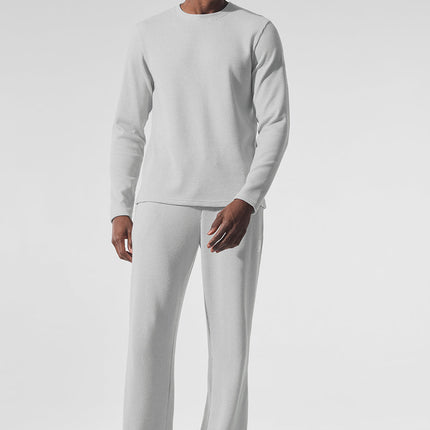 alo Men's Elevate Waffle Long Sleeve Crew - Athletic Heather Grey