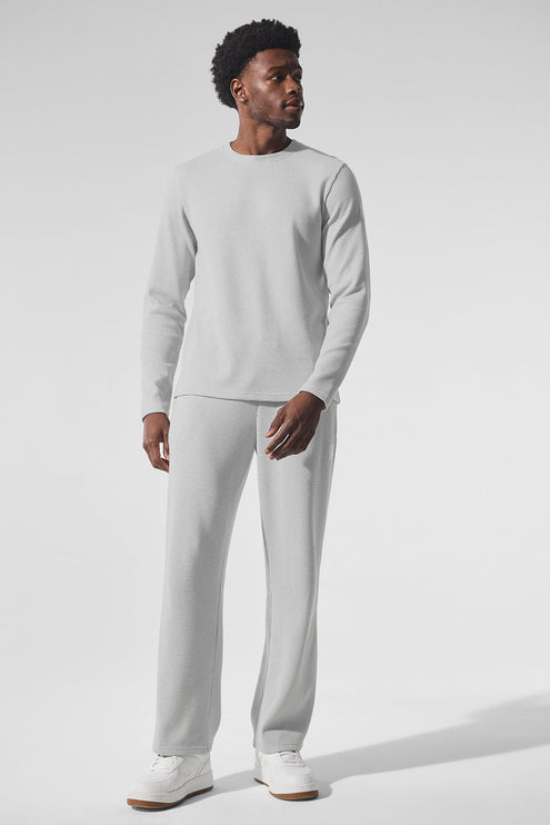 alo Men's Elevate Waffle Long Sleeve Crew - Athletic Heather Grey
