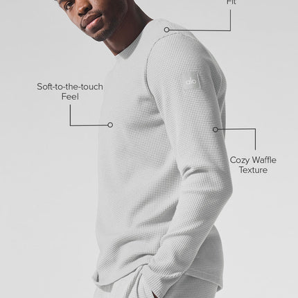alo Men's Elevate Waffle Long Sleeve Crew - Athletic Heather Grey