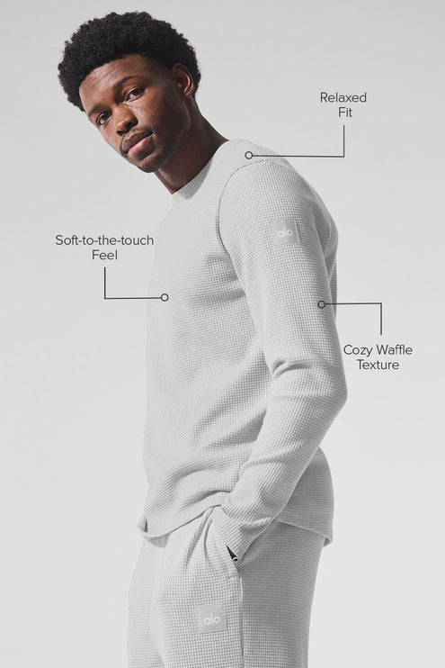 alo Men's Elevate Waffle Long Sleeve Crew - Athletic Heather Grey