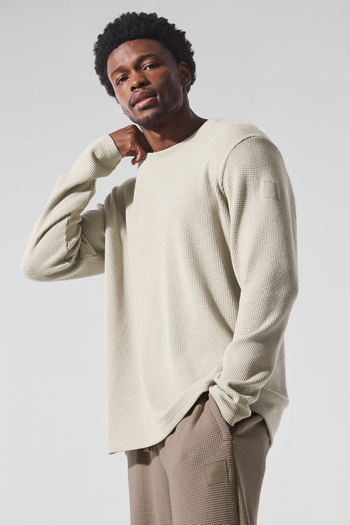 alo Men's Elevate Waffle Long Sleeve Crew - Bone