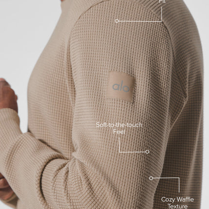 alo Men's Elevate Waffle Long Sleeve Crew - Gravel