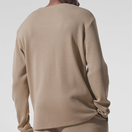 alo Men's Elevate Waffle Long Sleeve Crew - Gravel