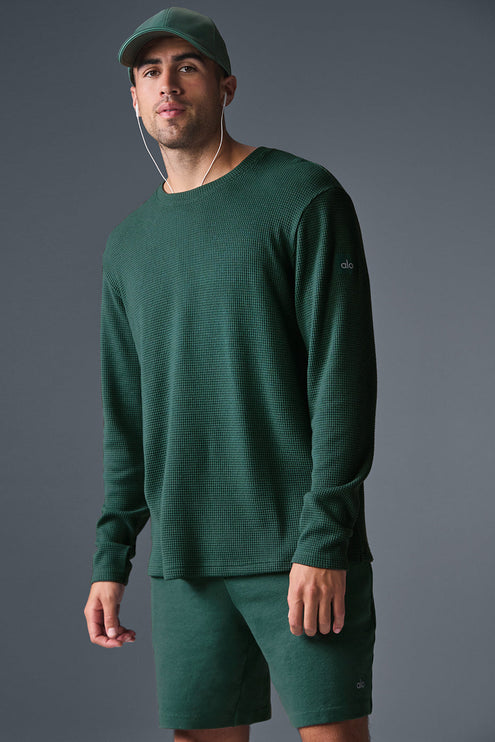 alo Men's Elevate Waffle Long Sleeve Crew - Winter Ivy