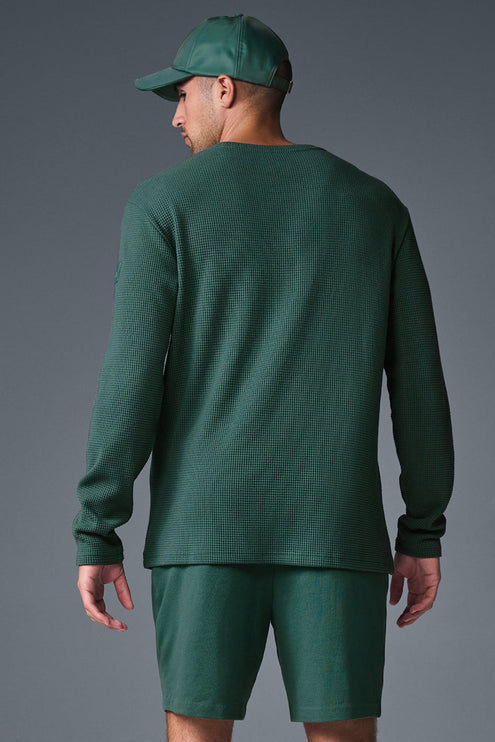 alo Men's Elevate Waffle Long Sleeve Crew - Winter Ivy