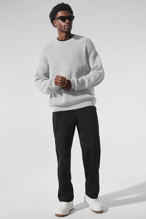 alo Men's Domain Rib Knit Crew Sweater - Athletic Heather Grey