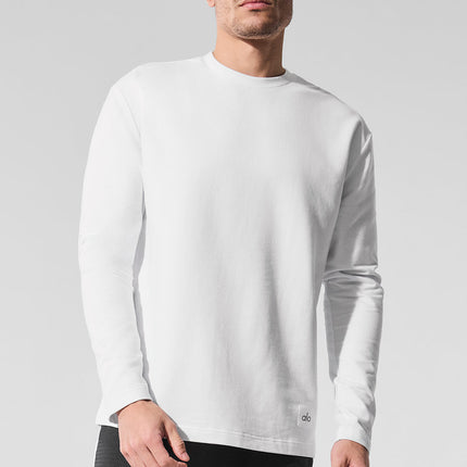 alo Men's Double Take Long Sleeve Crew - White