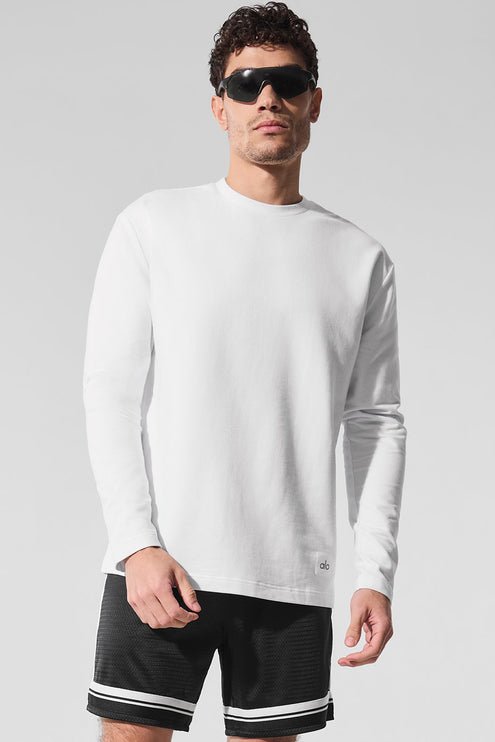 alo Men's Double Take Long Sleeve Crew - White