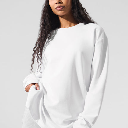 alo Women's Double Take Long Sleeve Crew - White