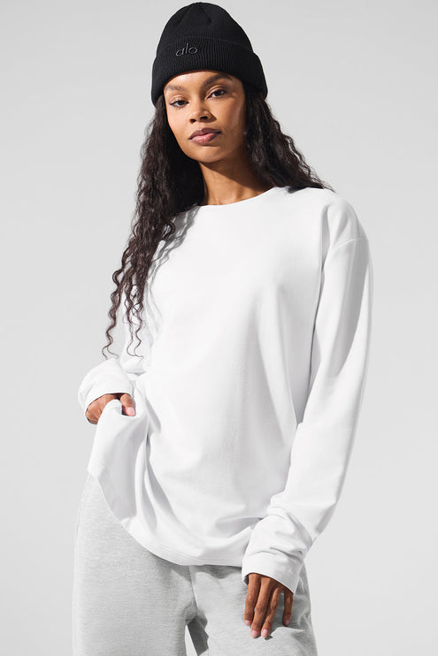 alo Women's Double Take Long Sleeve Crew - White