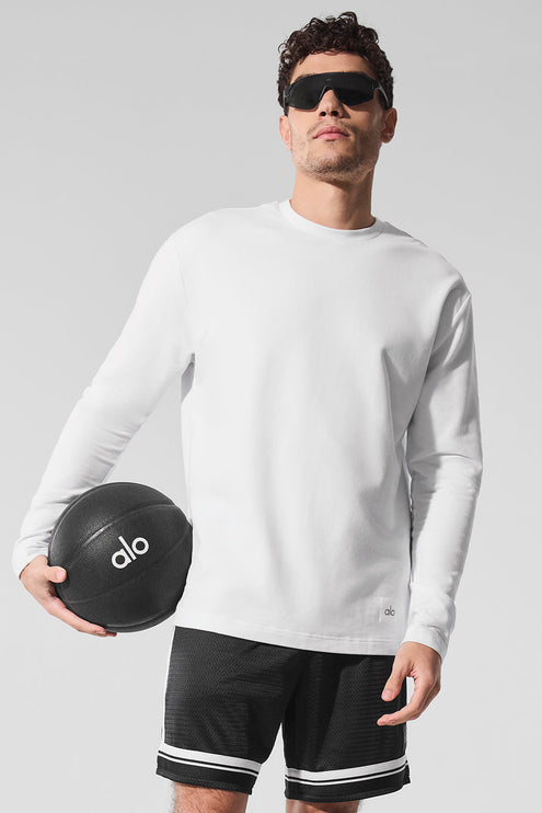 alo Men's Double Take Long Sleeve Crew - White